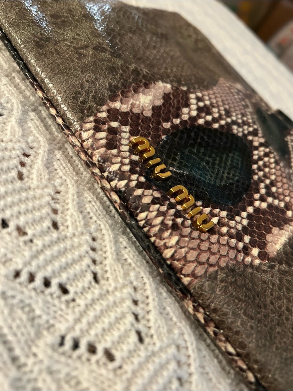 Miu Miu Vintage Python-Embossed Leather
Clutch - Excellent Like-New Condition - Picture 9 of 11